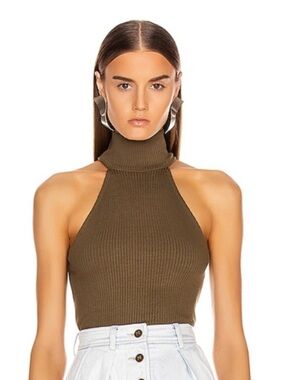 The Range Sleeveless Ribbed Turtleneck Tank - Olive